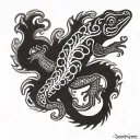 Polynesian salamander in tattoo design idea