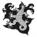 Polynesian salamander in tattoo design idea