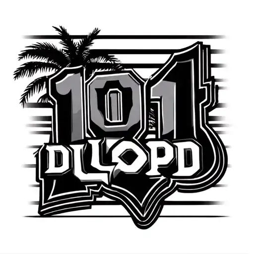 Florida background musical effect the number 101 Haitian reference username DLOPD in bold letters on top with 1804 on it tattoo design idea
