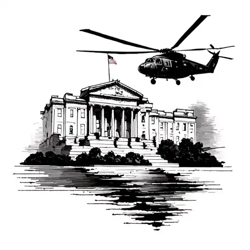 A military inspired tattoo of a Chinook helicopter soaring above a silhouette of the Constitution tattoo design idea