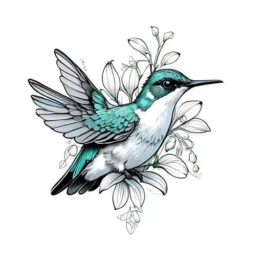 bumming bird with Lilly of the valley and Celtic knot tattoo design idea