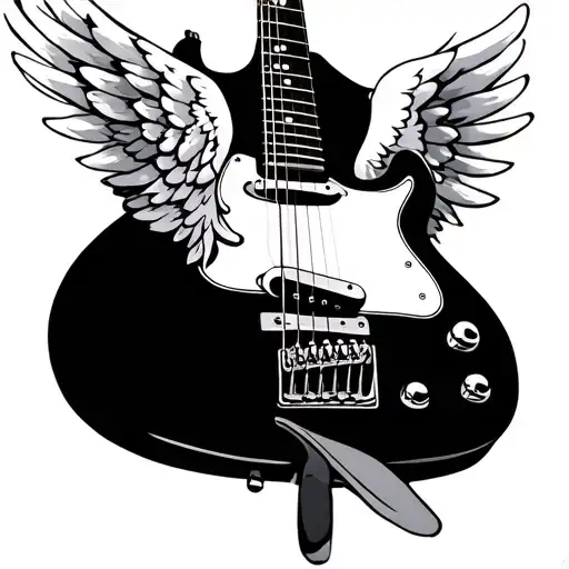 Guitar With Angel Wings tattoo design idea