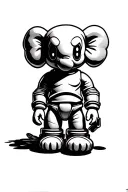 Tattoo Style:	•	Black-and-white	•	KAWS-style figures (bold outlines, expressive poses, “X” eyes)Main Elements:	1.	T tattoo design idea