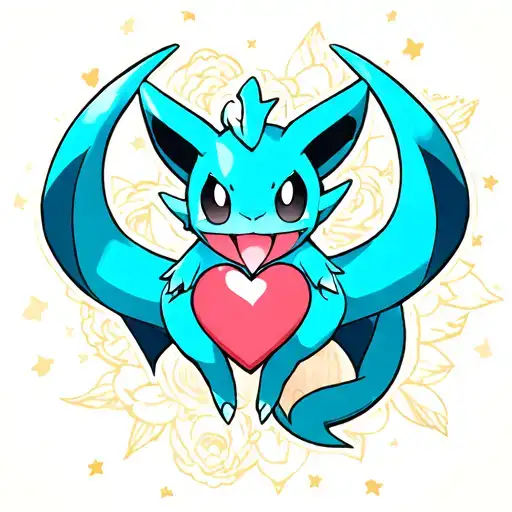 Pokemon vaporeon making a heart using tattoo design idea