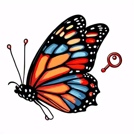 Design a coverup tattoo for that name, butterfly with safety pin and semicolon the safety pin must be red the rest of th tattoo design idea