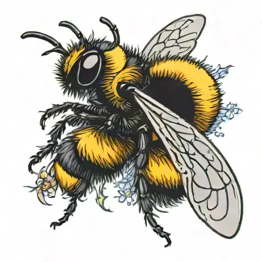 a bumblebee with the name Sam on it's left wing spread tattoo design idea