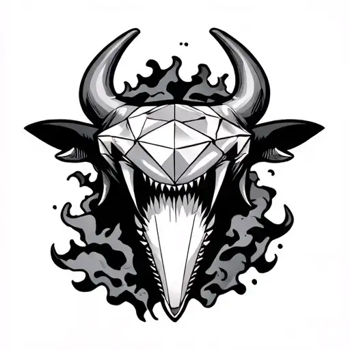 megladon shark tooth diamond bull tattoo design idea
