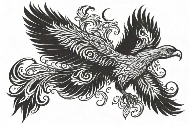 phoenix with outstretched wings tattoo design idea