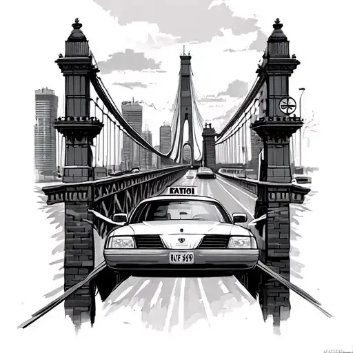 Tattoo by taxi from the cabled bridge of the city of São Paulo tattoo design idea