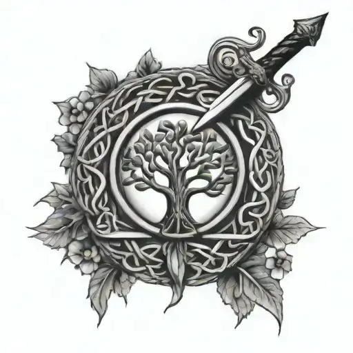 Celtic, Tree of Life, Sword, Small tattoo design idea