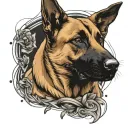 Belgian Malinois playing tattoo design idea