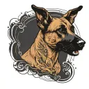 Belgian Malinois playing tattoo design idea