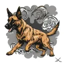 Belgian Malinois playing tattoo design idea