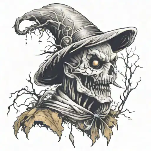 evil creepy scare crow tattoo design idea