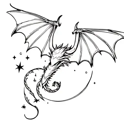 dragon bat celestial themed tattoo tattoo design idea
