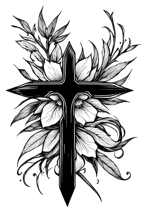 cross bold lines tattoo design idea