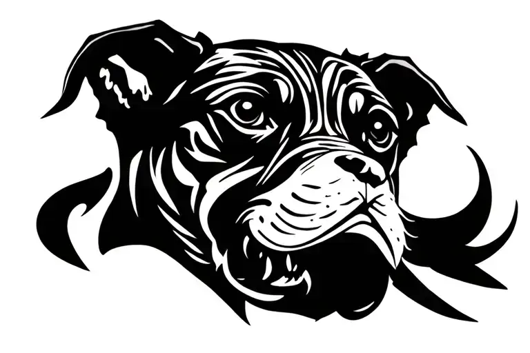 black dog front facing barking tattoo design idea