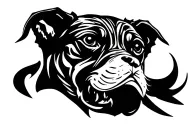 black dog front facing barking tattoo design idea