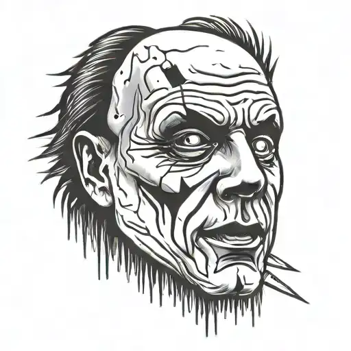 michael myers face split old school style tattoo design idea