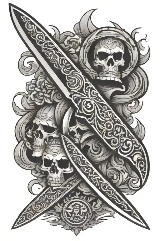 machete blade tattoo design idea