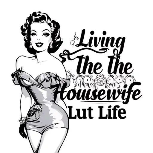"Living the Housewife Slut Life" 1950s housewife pinup girl w seductive smirk tattoo design idea