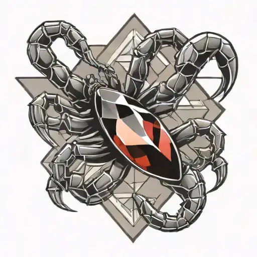 A scorpion in a diamond with black and red  tattoo design idea