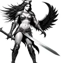 valkyrie with skimpy armour holding a sword tattoo design idea