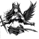 valkyrie with skimpy armour holding a sword tattoo design idea