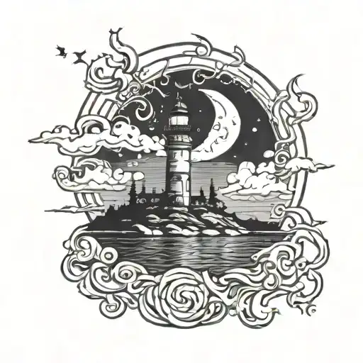 moonlight: Quiet serene alone but a beacon of light  tattoo design idea