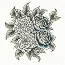 chrysanthemum and rose intertwined tattoo design idea
