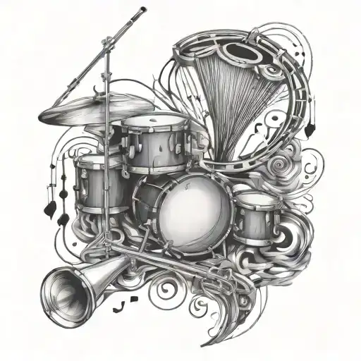 music and percussion tattoo design idea