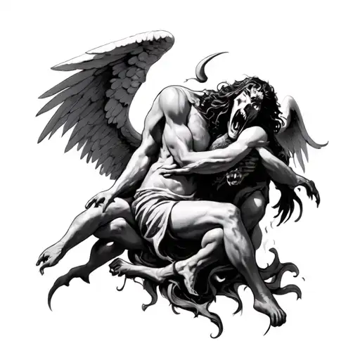 Angel Killing A Demon tattoo design idea