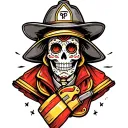 firefighter sugar skull tattoo design idea
