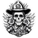firefighter sugar skull tattoo design idea