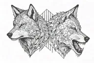a two splited wolfs heads one of them angry tattoo design idea