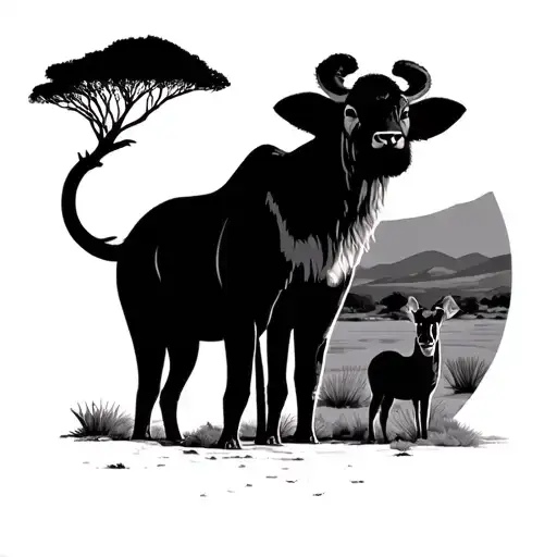 australian scene featuring the dry desert landscape and animals tattoo design idea