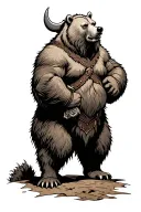 viking bear standing side tattoo design idea