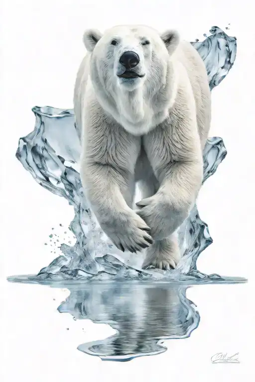 polar bear walking on ice tattoo design idea