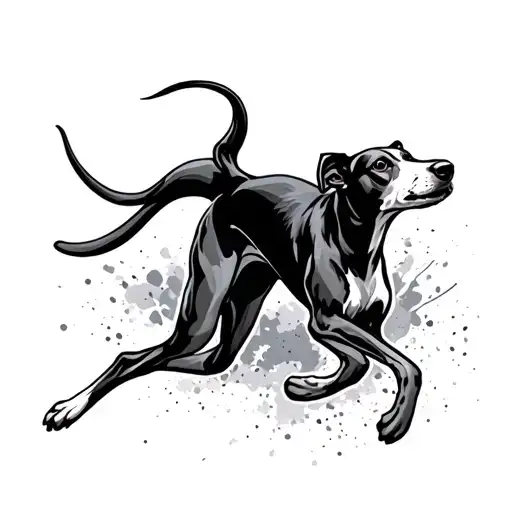whippet running tattoo design idea