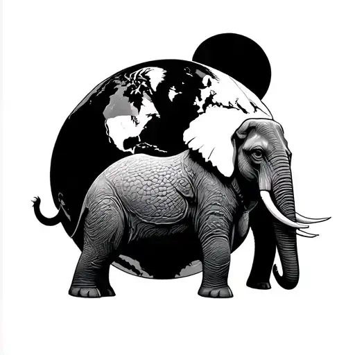 globe, easter island, elephant, great wall, sydney opera house tattoo design idea