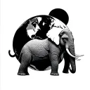 globe, easter island, elephant, great wall, sydney opera house tattoo design idea