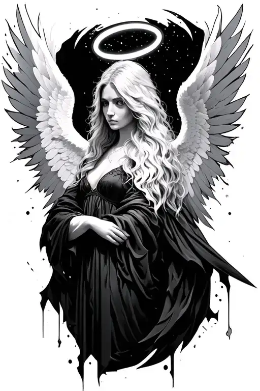 broken angels halo tattoo design idea