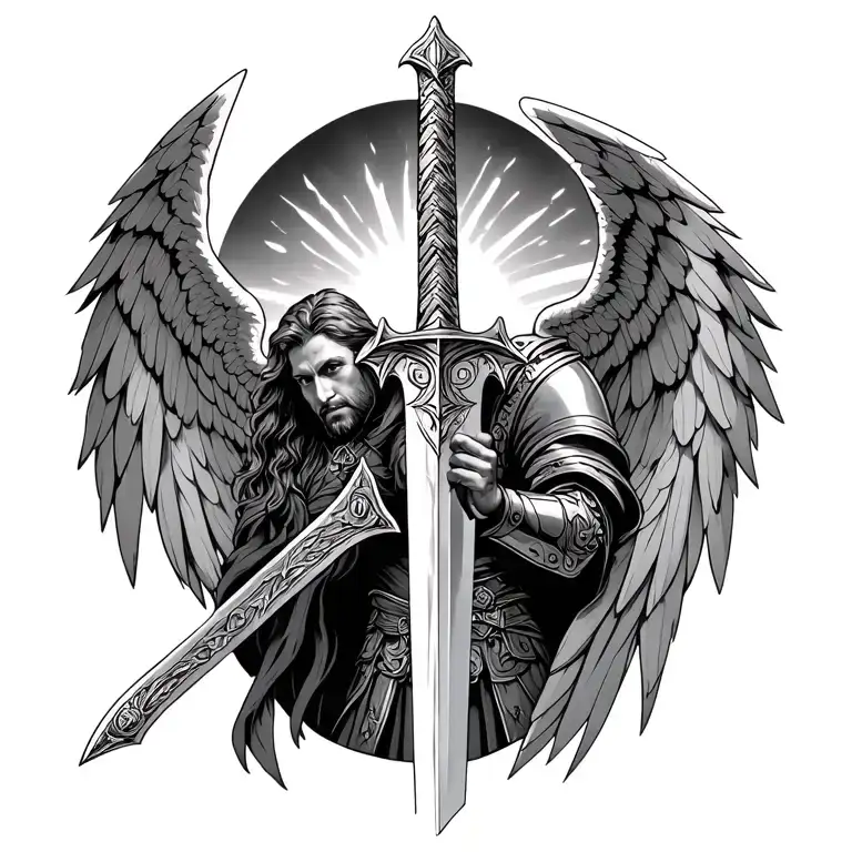Archangel Michael Sword Knight templar tattoo design idea