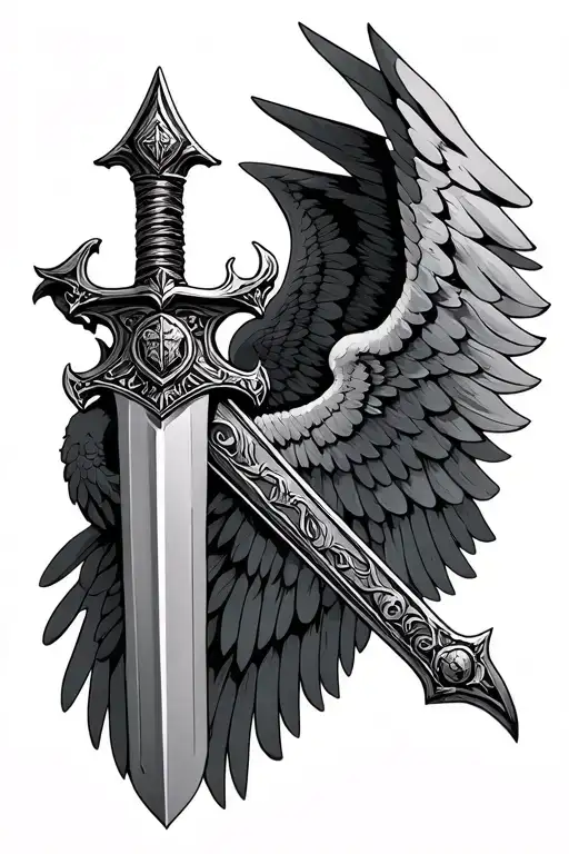 warhammer 40k dark angels sword and wings tattoo design idea