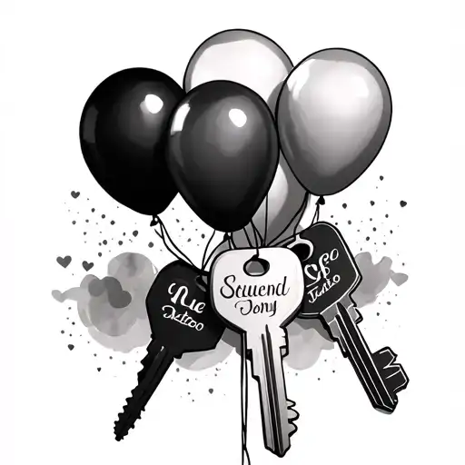 Nf, balloons, keys tattoo design idea