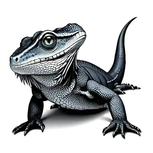 bearded dragon lizard sitting sideways tattoo design idea