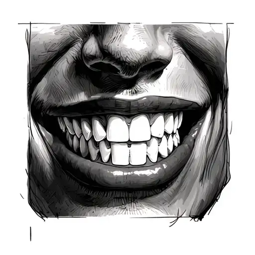 sketch for a dentist who creates dental prostheseswithout a personblack and white in graphics tattoo design idea