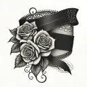 a garter belt intertwined with trible and roses  tattoo design idea