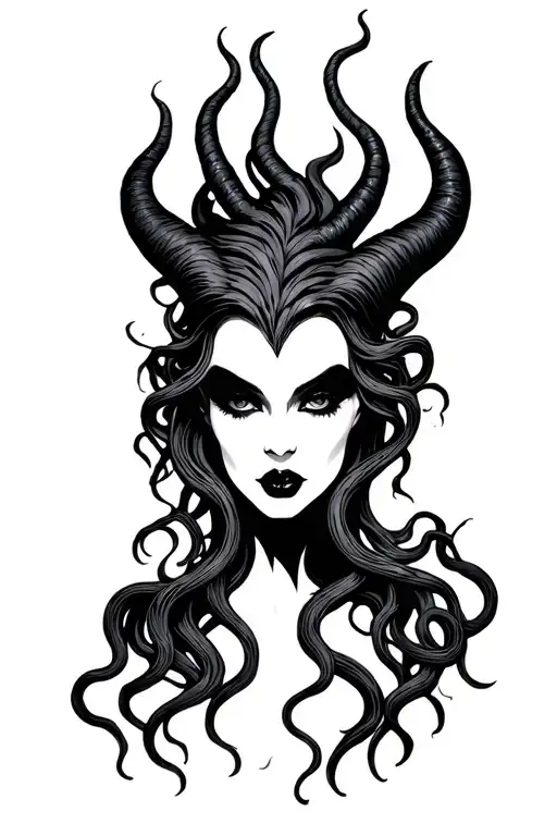 maleficent and Medusa combined tattoo design idea