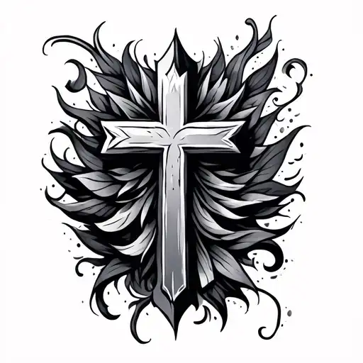 cool looking cross tattoo design idea